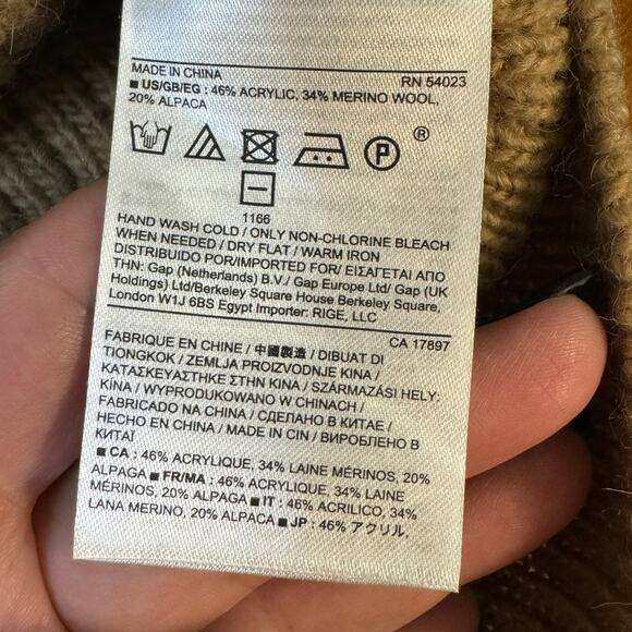 Banana Republic Cable Knit V-Neck Merino Wool Alpaca Tan Sweater Size Medium - Picture 11 of 11